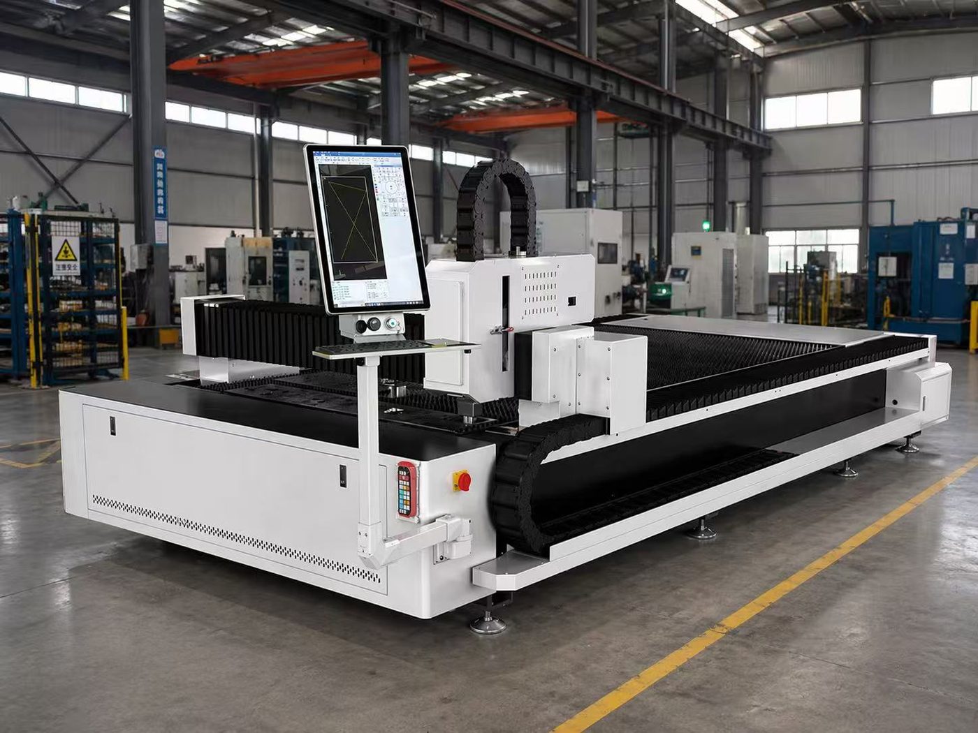 Fiber laser cutting machine with stacked cut parts